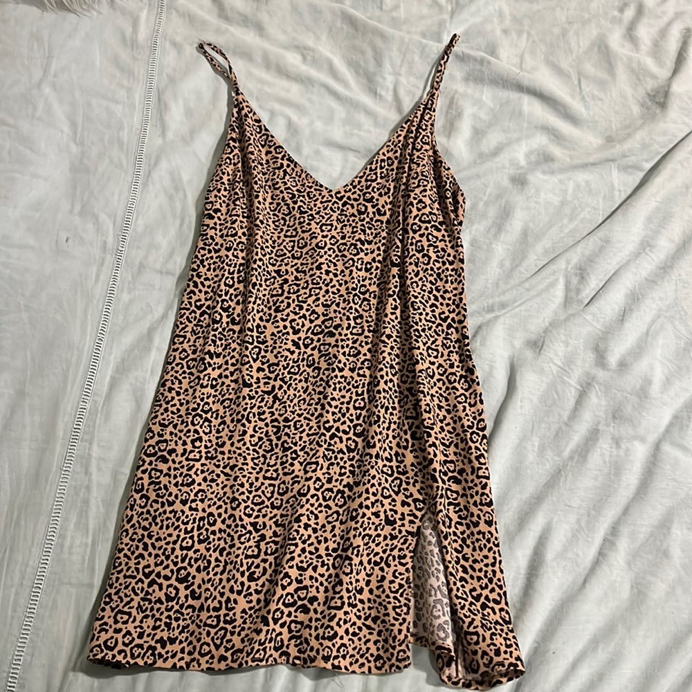 Reformation cheetah Marlowe dress with slit